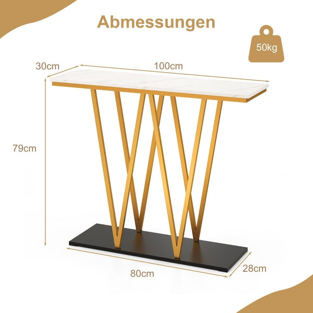 Konsolentisch mit Marmor-Optik & Metallgestell