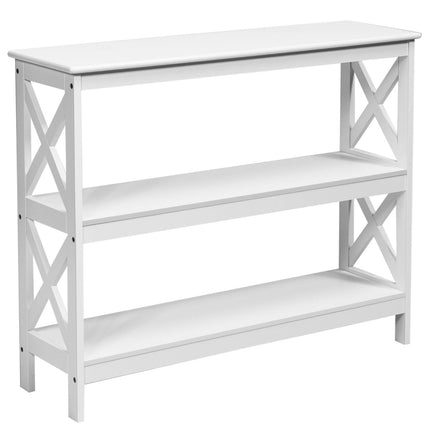 Console Table with Shelf, Industrial Design, White, 100x33x80 cm