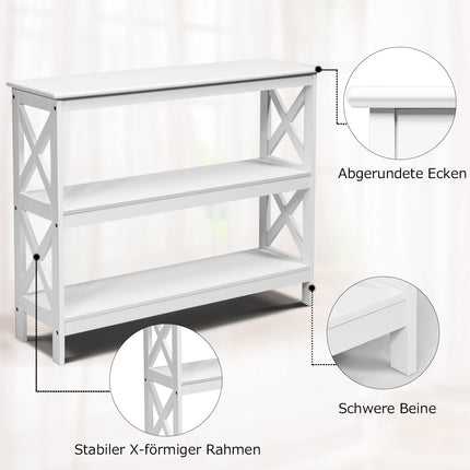 Console Table with Shelf, Industrial Design, White, 100x33x80 cm