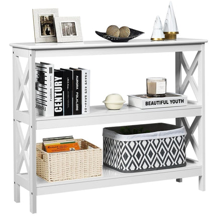 Console Table with Shelf, Industrial Design, White, 100x33x80 cm