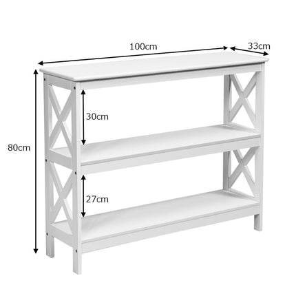 Console Table with Shelf, Industrial Design, White, 100x33x80 cm