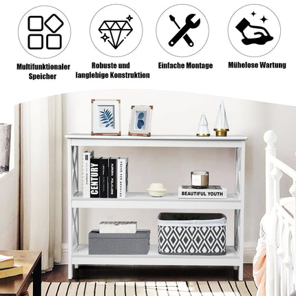 Console Table with Shelf, Industrial Design, White, 100x33x80 cm