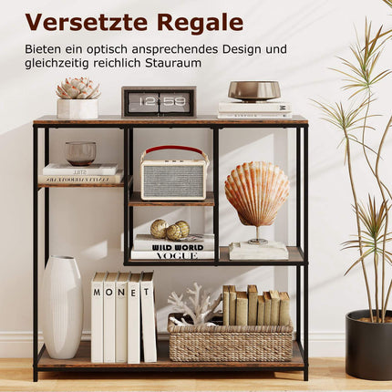 Konsolentisch mit Stauraum, Industriestil, Braun