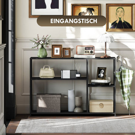 Konsolentisch, 4 Ebenen, Stahlgestell, Schwarz