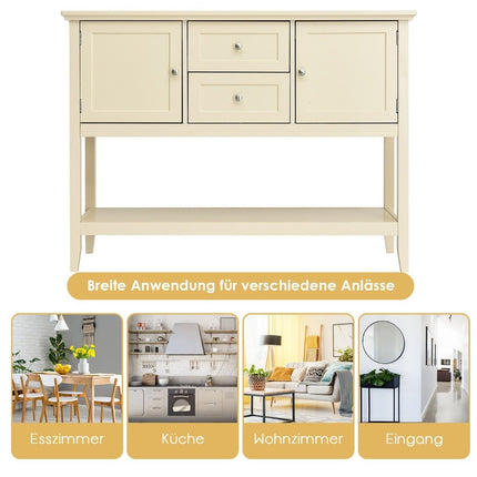 Console table hallway table with 2 drawers and cupboards buffet table side table wood white