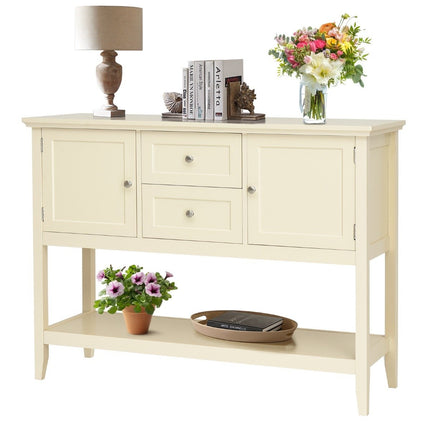 Console table hallway table with 2 drawers and cupboards buffet table side table wood white