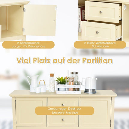 Console table hallway table with 2 drawers and cupboards buffet table side table wood white