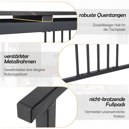 Konsolentisch Sofatisch aus Kunstmarmor 120 x 30 x 90 cm Schwarz