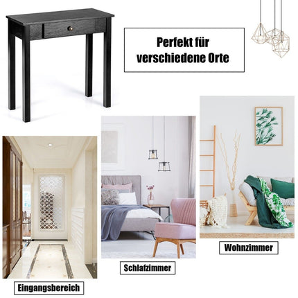 Console table with drawer, entrance table, narrow industrial side table made of wood 71 x 30 x 71cm black