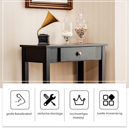 Console table with drawer, entrance table, narrow industrial side table made of wood 71 x 30 x 71cm black