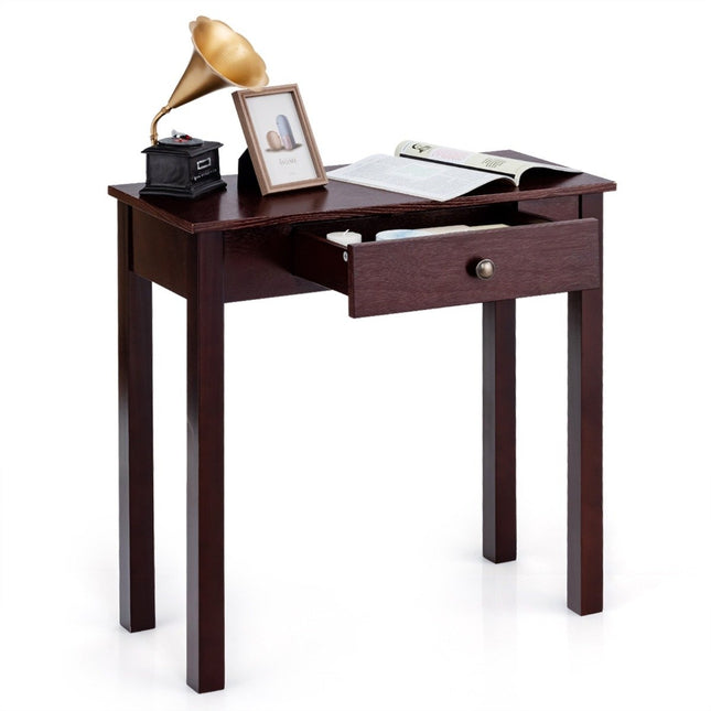 Konsolentisch mit Schublade, Eingangstisch, schmaler Industrial Beistelltisch aus Holz 71 x 30 x 71cm braun