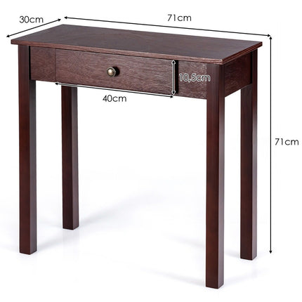 Konsolentisch mit Schublade, Eingangstisch, schmaler Industrial Beistelltisch aus Holz 71 x 30 x 71cm braun