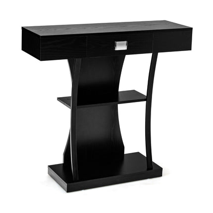 Console table with drawers & metal frame & 2 shelves & tilt protection hallway table black