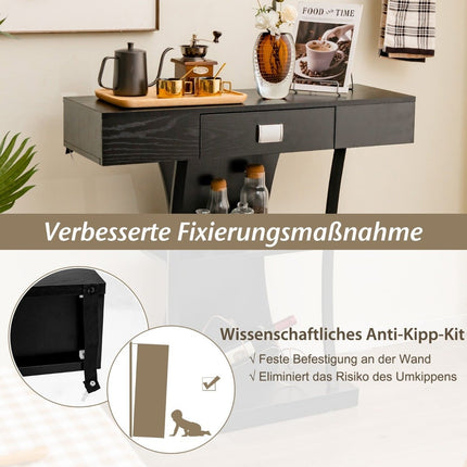 Console table with drawers & metal frame & 2 shelves & tilt protection hallway table black