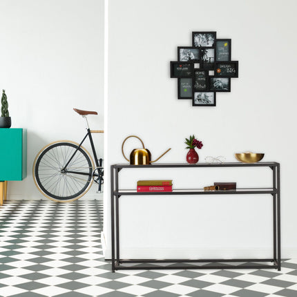 Console table with glass shelf