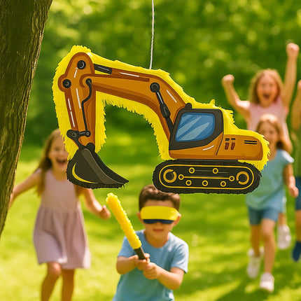 Construction Vehicle Piñata Set with Bat & Mask