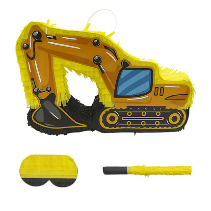 Construction Vehicle Piñata Set with Bat & Mask