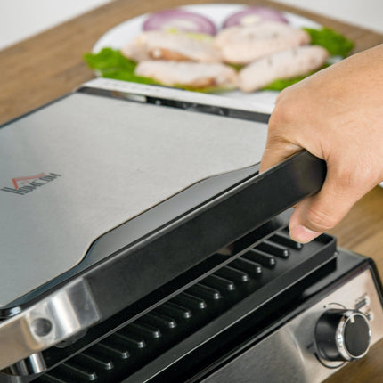 Elektrokontaktgrill, 2000 W, regelbarer Thermostat, klappbar
