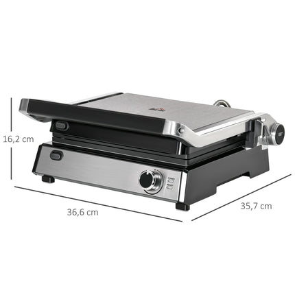 Elektrokontaktgrill, 2000 W, regelbarer Thermostat, klappbar