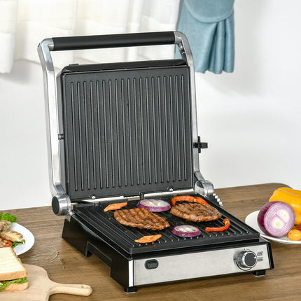 Elektrokontaktgrill, 2000 W, regelbarer Thermostat, klappbar