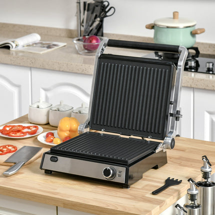 Elektrokontaktgrill, 2000 W, regelbarer Thermostat, klappbar