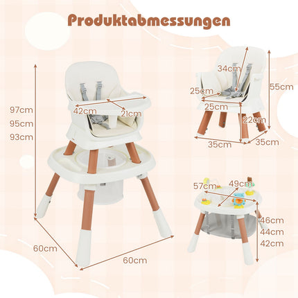 Convertible 16-in-1 High Chair with Tray & 5-Point Harness