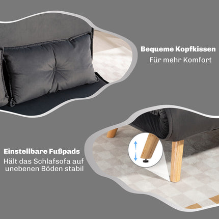 Rozkládací dvoumístná pohovka, polohovatelné opěradlo, šedá látka