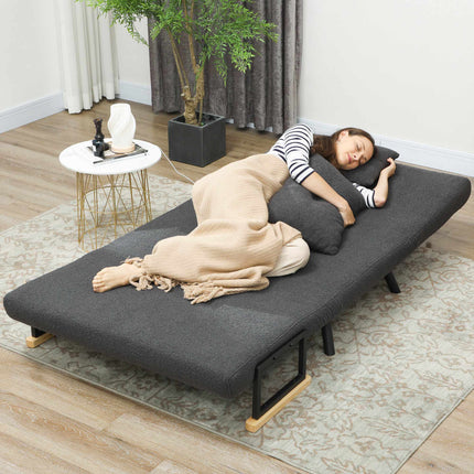 Convertible 2-Seater Sofa Bed with Sherpa Look, Dark Grey