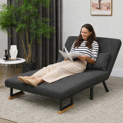Convertible 2-Seater Sofa Bed with Sherpa Look, Dark Grey