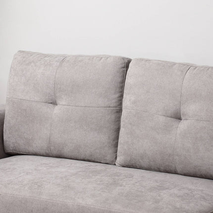 Convertible 3-Seater Sofa Bed with Chaise, Grey Fabric