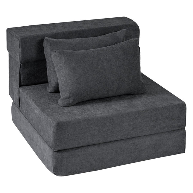 Wandelbares 3-in-1 Chenille-Schlafsofa mit 2 Kissen, Grau