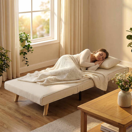 Convertible 3-in-1 Sofa Bed, Adjustable Backrest, Beige