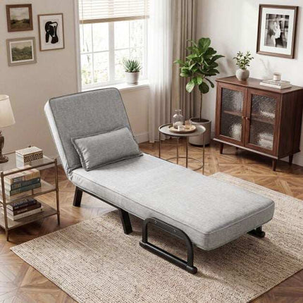 Converteerbare fauteuil/slaapbank, verstelbare rugleuning, lichtgrijs