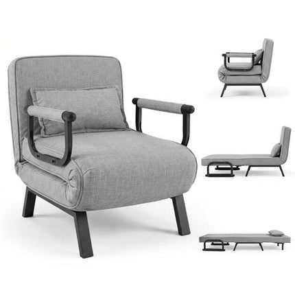 Converteerbare fauteuil/slaapbank, verstelbare rugleuning, lichtgrijs