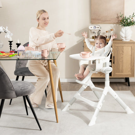 Wandelbarer Babyhochstuhl, 4-in-1, 5-fach höhenverstellbar, Beige
