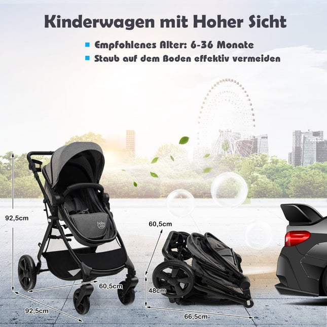 Wandelbarer Kinderwagen mit verstellbarem Verdeck & Stauraum