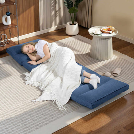Convertible Floor Chair Bed, Adjustable Backrest, Dark Blue