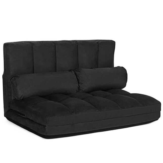 Umwandelbares Bodenschlafsofa, verstellbare Rückenlehne, Schwarz