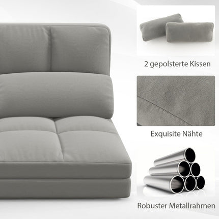 Convertible Floor Sofa Bed, Adjustable Backrest, Light Gray