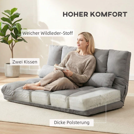Verwandelbares Boden-Schlafsofa, verstellbare Rückenlehne, Hellgrau