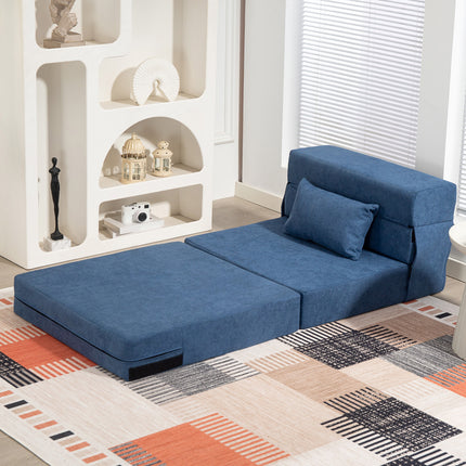 Schlafsofa zum Ausklappen – Schaumstoff, Dunkelblau, Kissen Inklusive