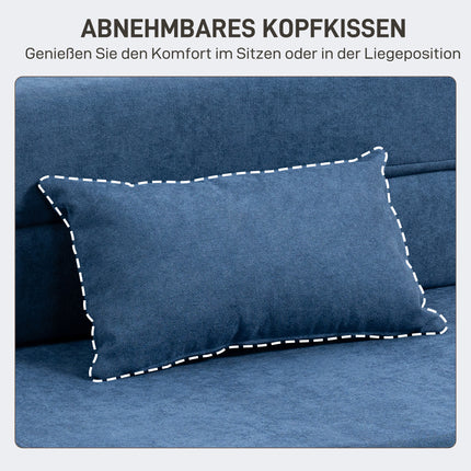 Schlafsofa zum Ausklappen – Schaumstoff, Dunkelblau, Kissen Inklusive