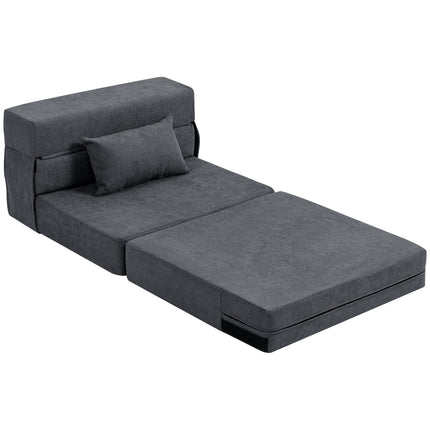 Convertible Floor Sofa Bed – Foam, Dark Grey, Includes Pillow