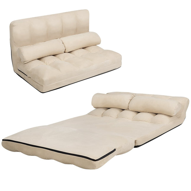 Verwandelbares Bodenschlafsofa mit verstellbarer Rückenlehne, Beige