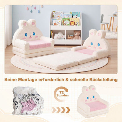 Convertible Kids Sofa to Lounger, Pink Bunny Pattern
