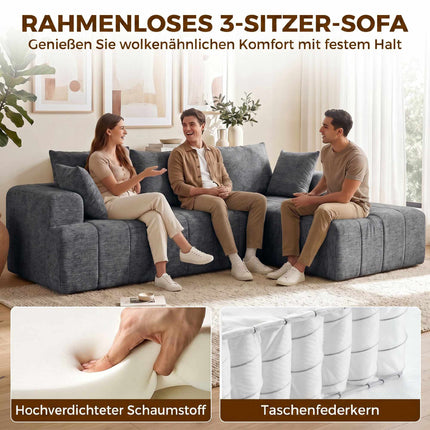 Convertible L-Shaped Chenille Sofa Bed with Ottoman, Grey