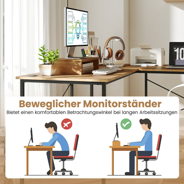 Wandelbarer L-förmiger Schreibtisch mit abnehmbarem Monitorständer