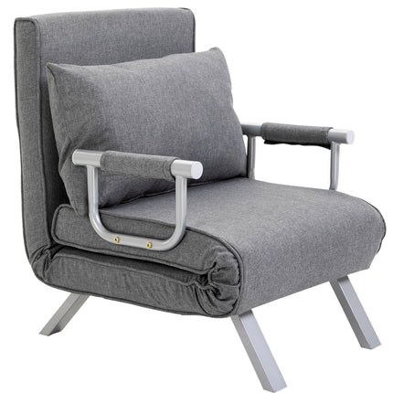 Convertible Recliner Chair with Bed Function, Grey, 65x69x80 cm