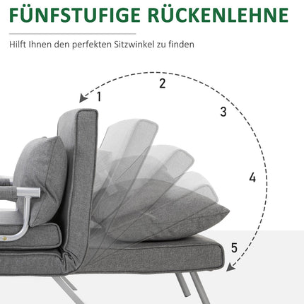 Convertible Recliner Chair with Bed Function, Grey, 65x69x80 cm