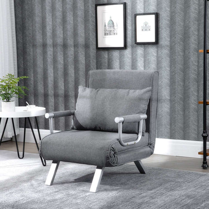 Convertible Recliner Chair with Bed Function, Grey, 65x69x80 cm